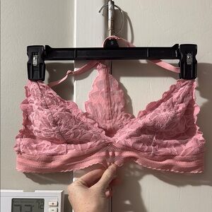Pink Lace Plunge Bralette